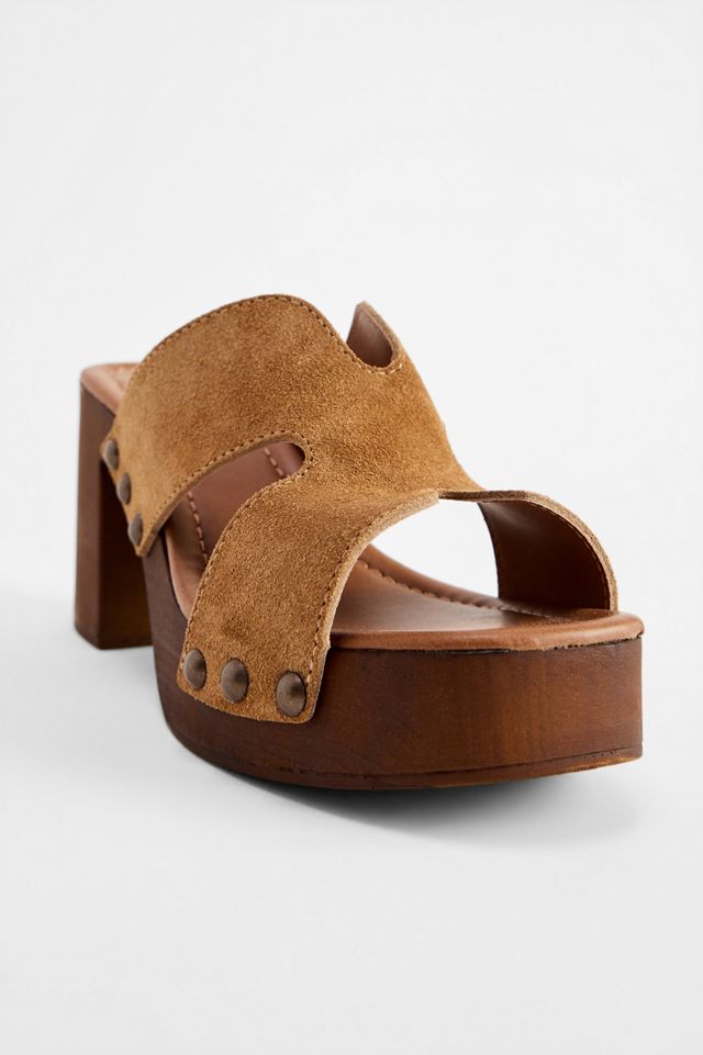 Sandales UO Boho en daim et bois beige #3