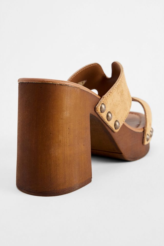 Sandales UO Boho en daim et bois beige #4