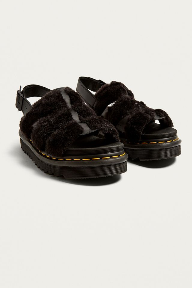 Dr. Martens Yelena Black Fluffy Sandals #1