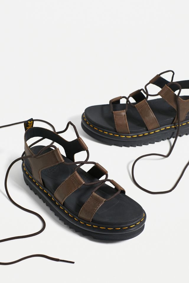 Dr. Martens Oiled Leather Nartilla Lace Up Sandals Urban Outfitters UK