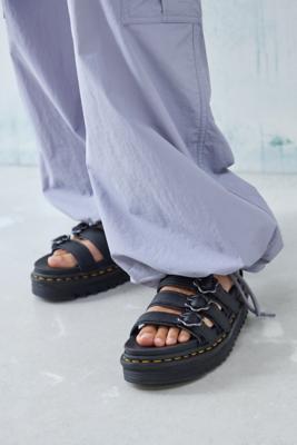 Blaire Leather Slide Sandals in Black