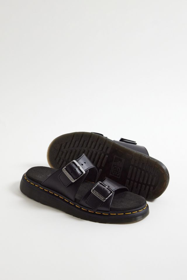 Dr. Martens Black Josef Leather Buckle Slide Sandals | Urban Outfitters UK