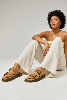 Dr. Martens Tan Josef Nubuck Leather Buckle Slide Sandals