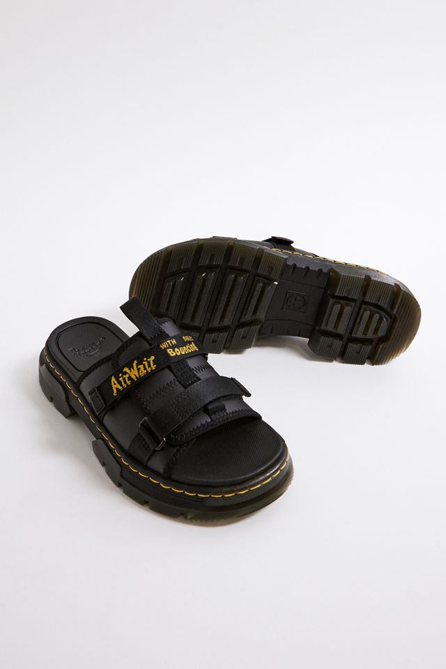 Dr. Martens Black Ayce Leather & Webbing Slide Sandals #1