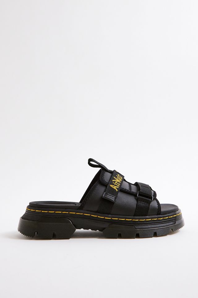 Dr. Martens Black Ayce Leather & Webbing Slide Sandals #2