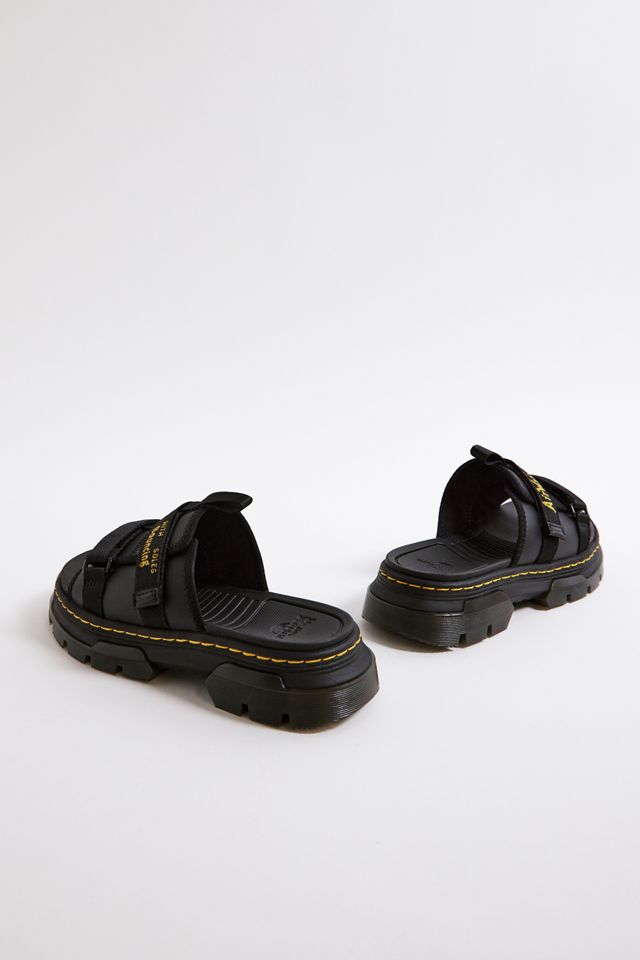 Dr. Martens Black Ayce Leather & Webbing Slide Sandals #4