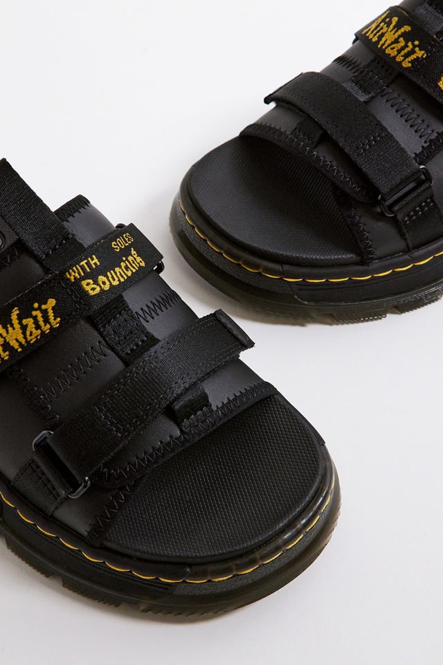 Dr. Martens Black Ayce Leather & Webbing Slide Sandals #5