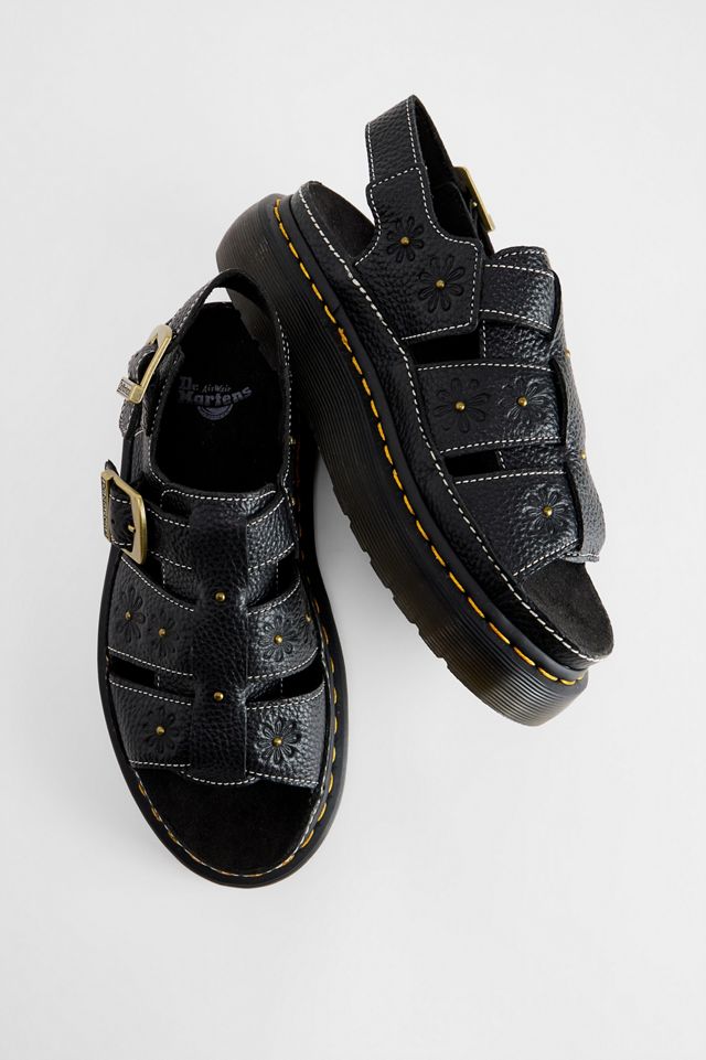 Dr Martens Black Wrenlie Flower Fisherman Sandals | Urban