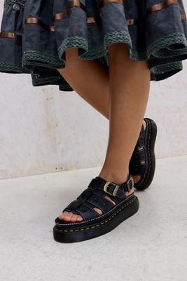 Sandales de pêcheur noires à fleurs Wrenlie Dr Martens