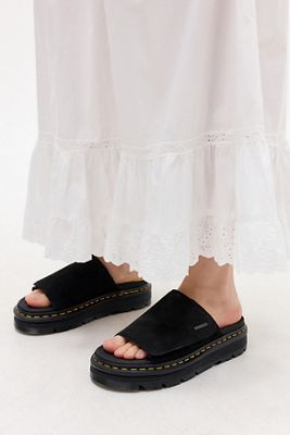 Sandales plateforme en daim Zebzag noires Dr. Martens