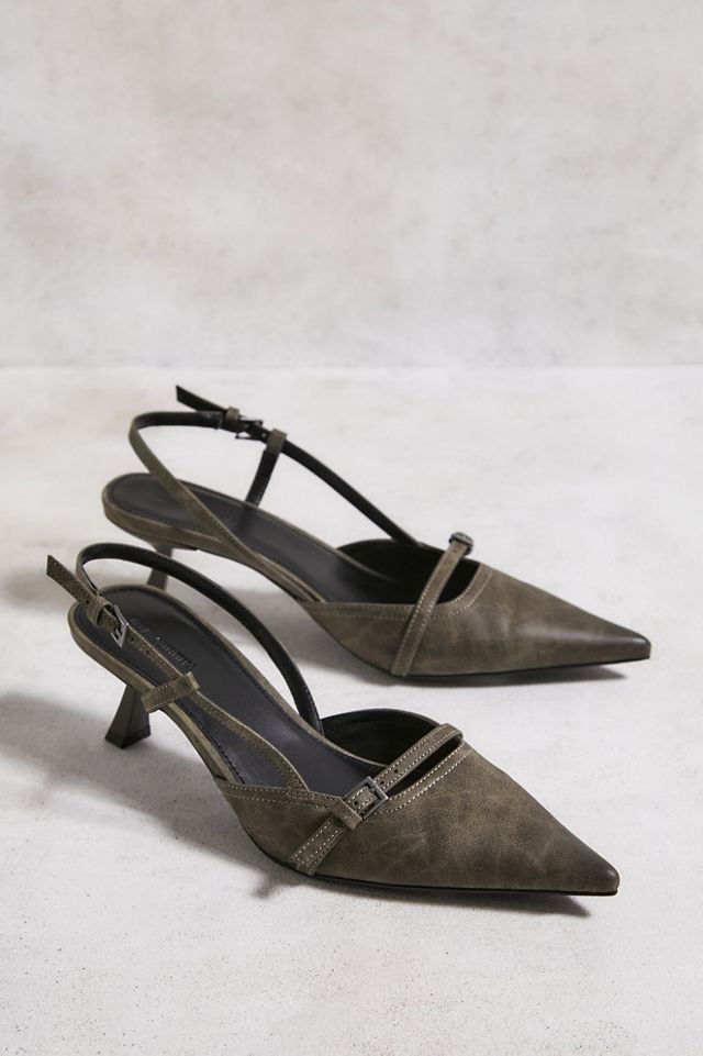 UO Brown Capri Kitten Slingback Heels  #2