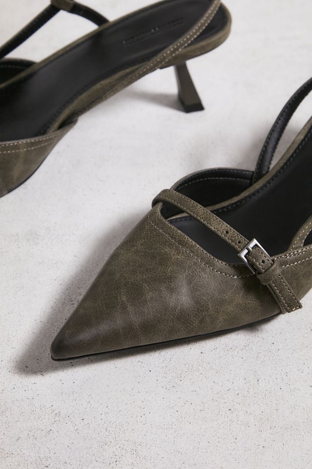 UO Brown Capri Kitten Slingback Heels  #5