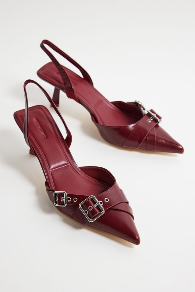 UO Red Buckle Sling Back Heels #1