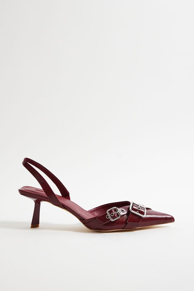 UO Red Buckle Sling Back Heels #2