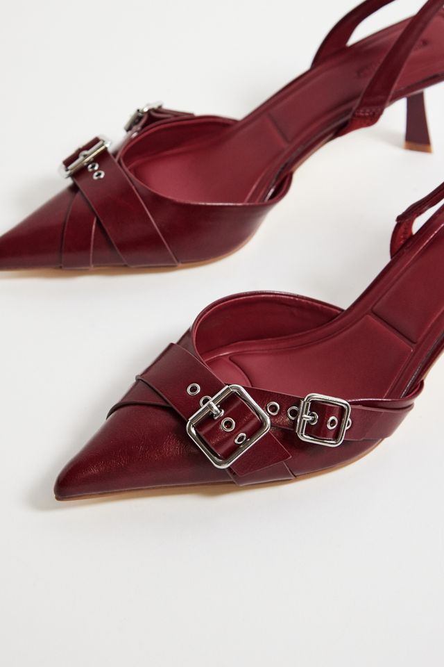 UO Red Buckle Sling Back Heels #4