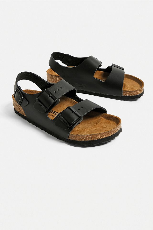 Birkenstock Milano Black Leather Sandals | Urban Outfitters UK
