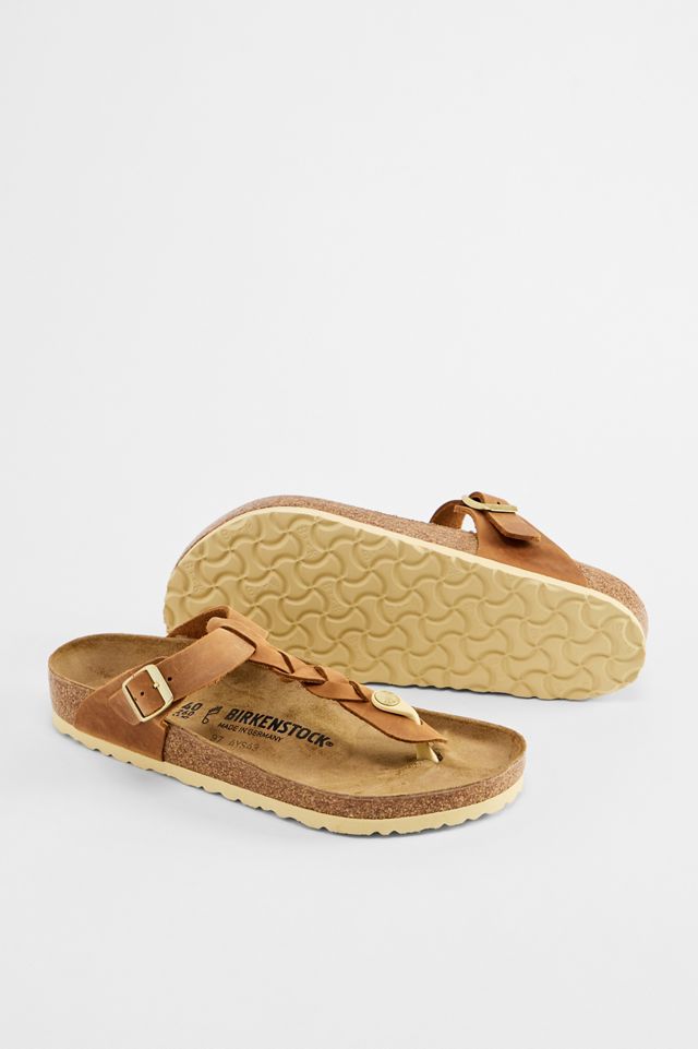 Birkenstock Cognac Gizeh Geflochtene Sandalen #1