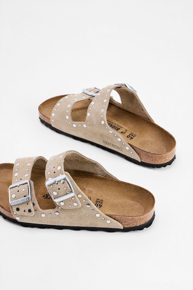 Birkenstock Taupe Rivet Arizona Suede Sandals #4