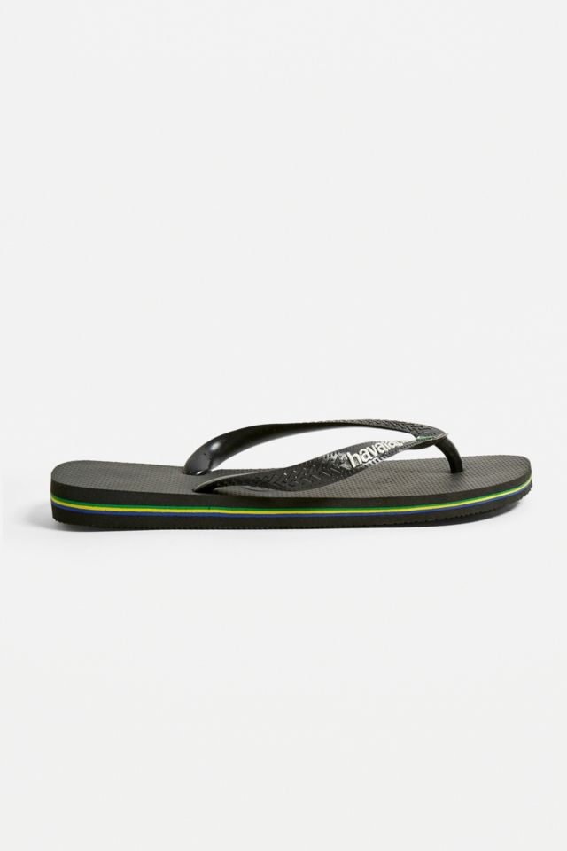 Havaianas Brazil Logo Black Flip-Flops | Urban Outfitters UK