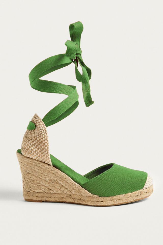 UO Erin Espadrille Green Wedge Sandals Urban Outfitters UK