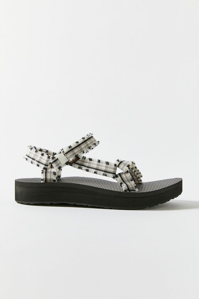 Teva Black White Midform Fray Sandals Urban Outfitters UK