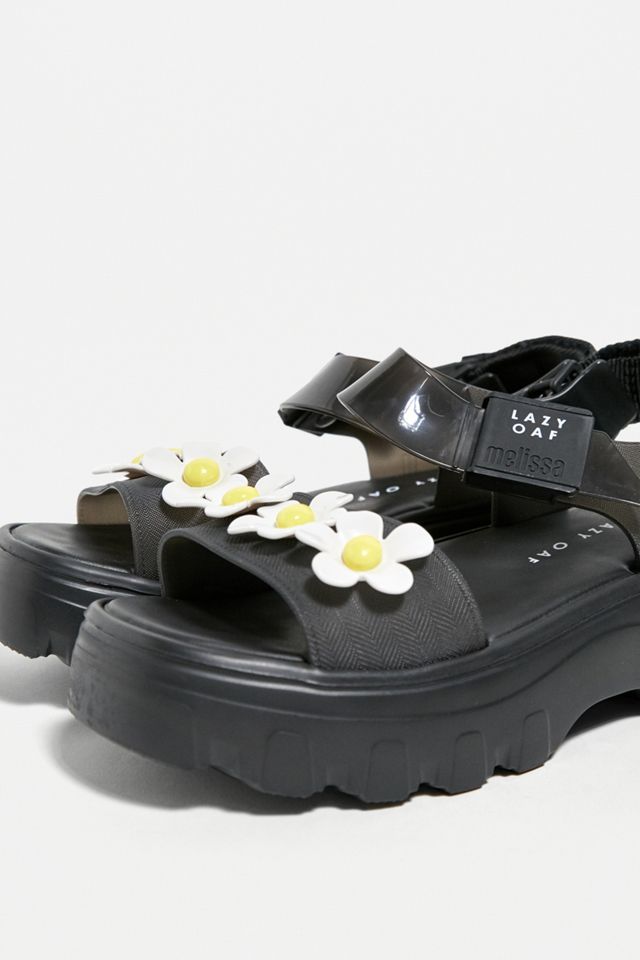 Lazy Oaf X Melissa Black Kick Off Bloom Sandals | Urban Outfitters UK