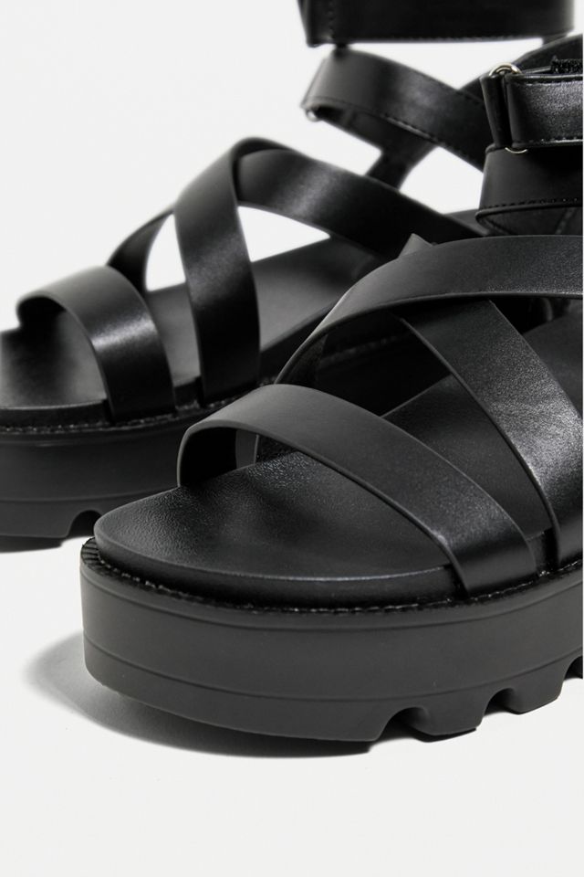 Koi CRIX Black Chunky Flatform Sandals | Urban Outfitters UK