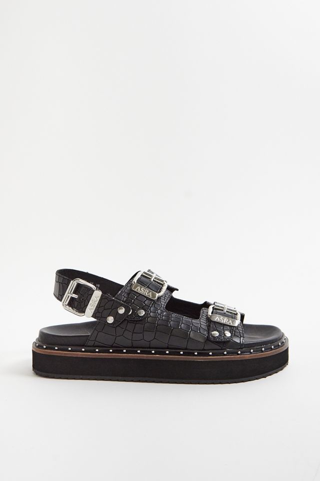ASRA Sami Black Leather Sandals | Urban Outfitters UK