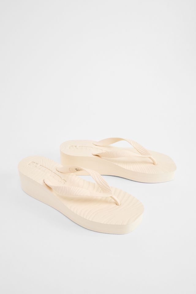 Sleepers Cream High Platform Flip Flops #1