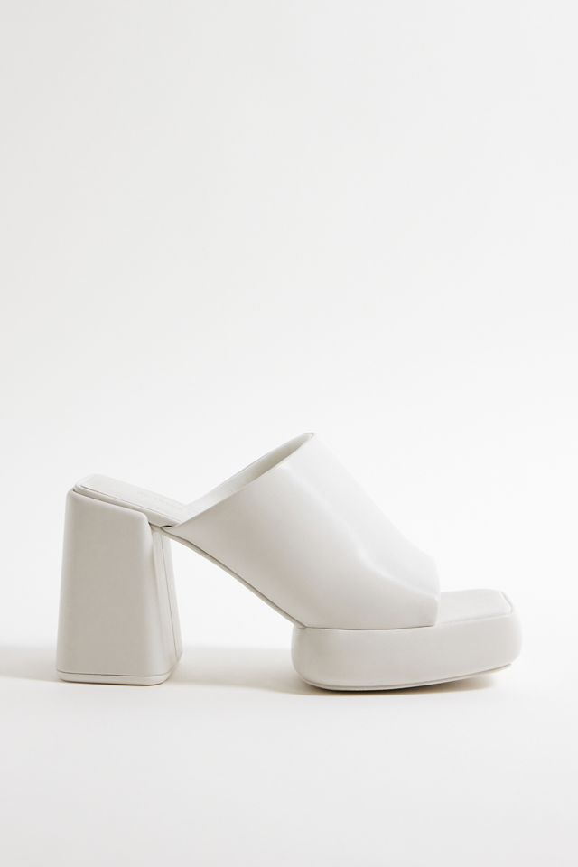 Charles & Keith Lucile White Block-Heel Platform Mules #2