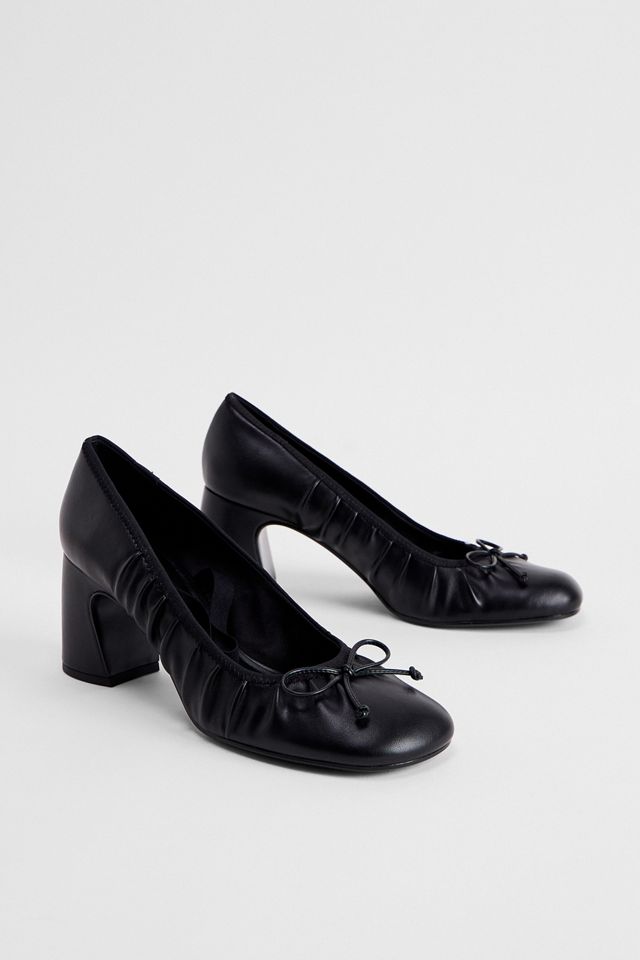 Charles & Keith Black Bow Heeled Ballerina Shoes #1