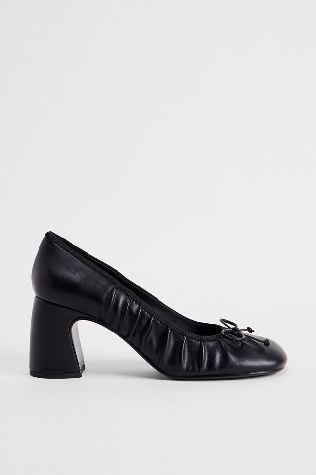 Charles & Keith Black Bow Heeled Ballerina Shoes #2