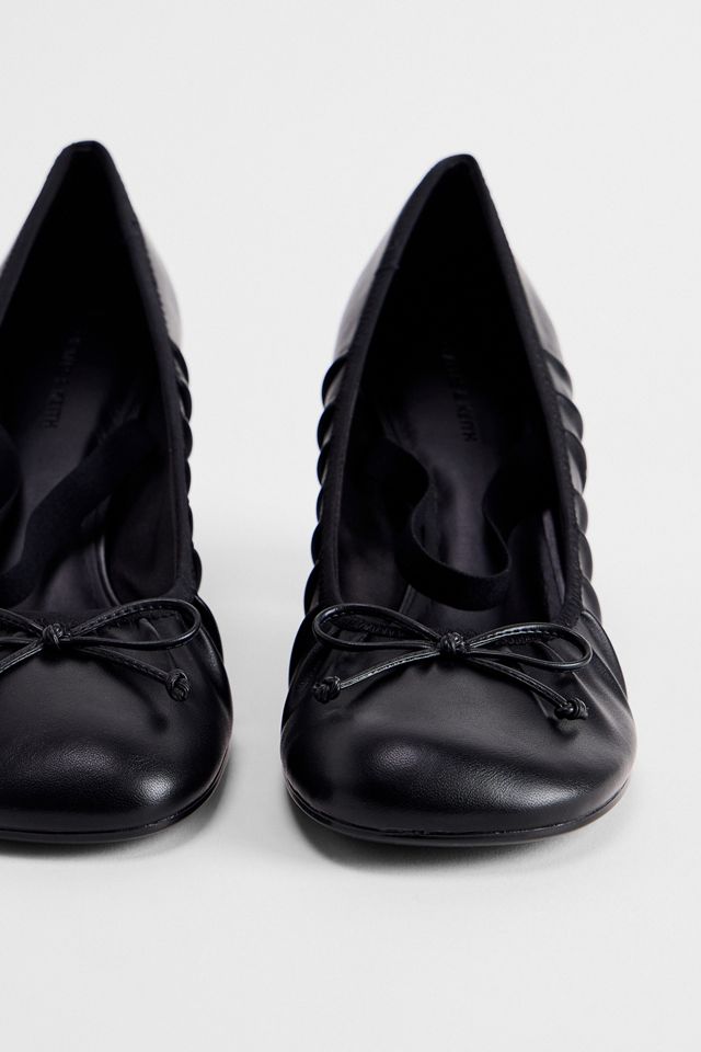 Charles & Keith Black Bow Heeled Ballerina Shoes #3