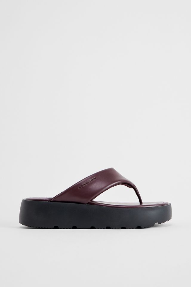 Charles & Keith Burgundy Flatform Thong Sandals #2