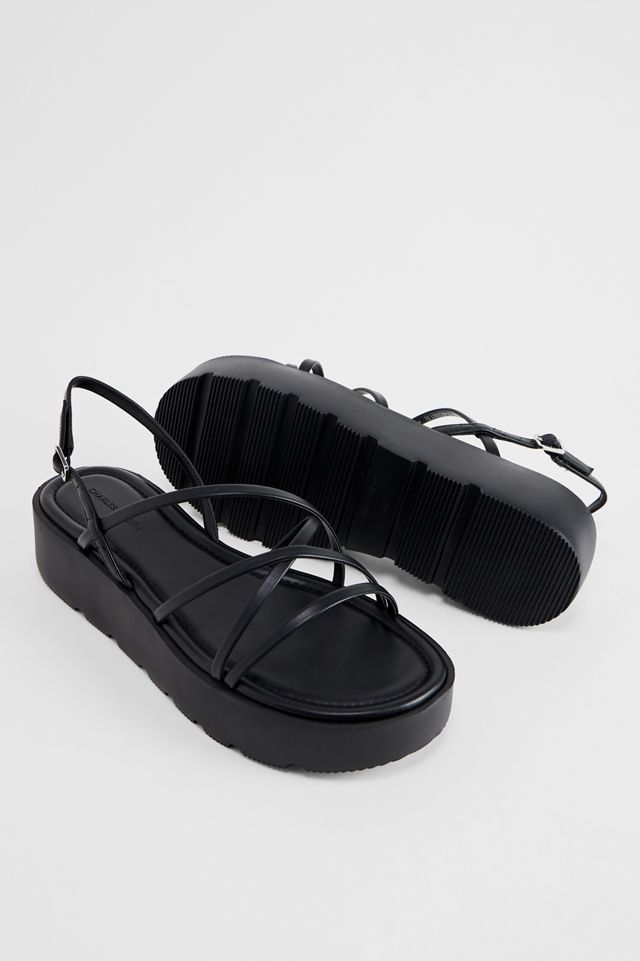Charles & Keith Black Strappy Flatform Sandals #1