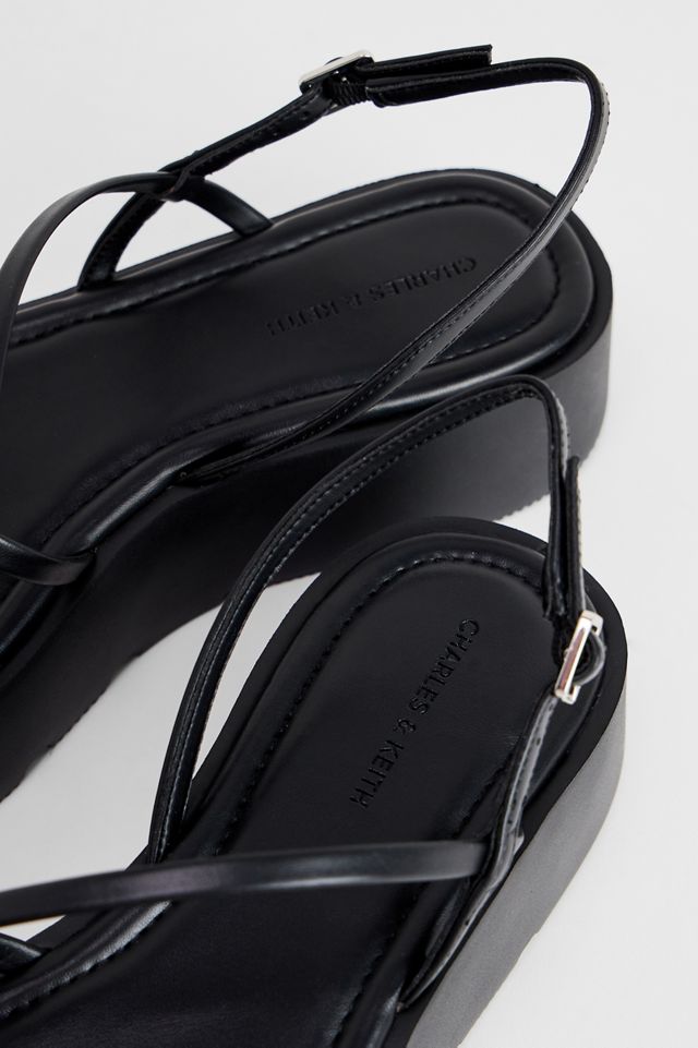 Charles & Keith Black Strappy Flatform Sandals #4