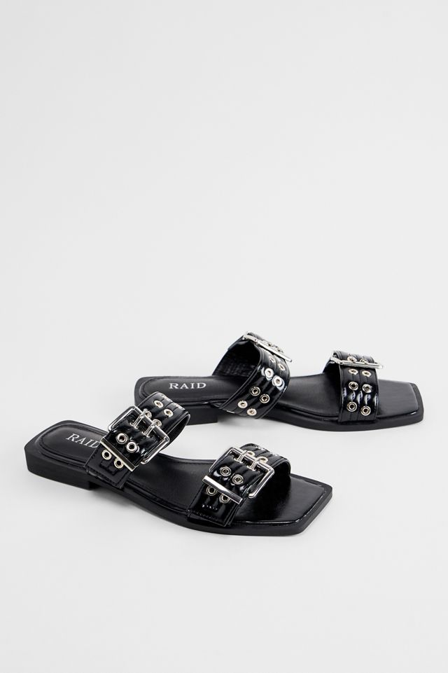 RAID Black Rolly Buckle Sandals #1