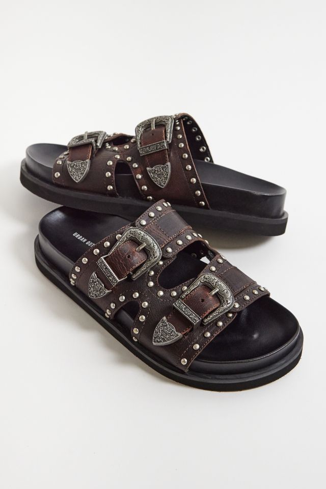 UO Nevada Brown Leather Sandals | Urban Outfitters UK