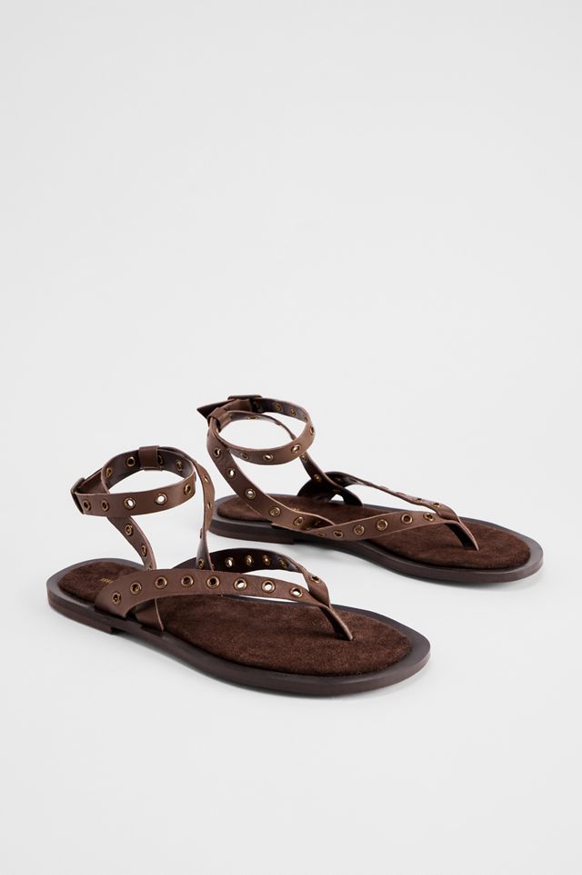 Sandales en cuir à œillets UO Brown Gia #1