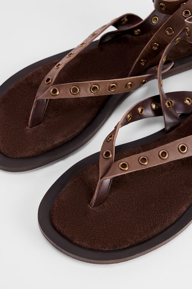 Sandales en cuir à œillets UO Brown Gia #3