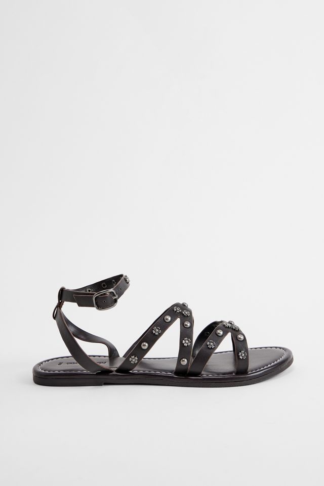 Sandales en cuir cloutées UO Brown Fleur #2