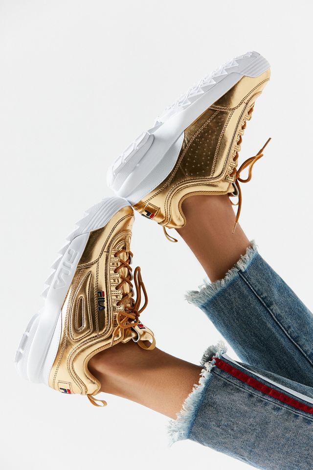 FILA Disruptor II Premium Metal Gold Trainers #1