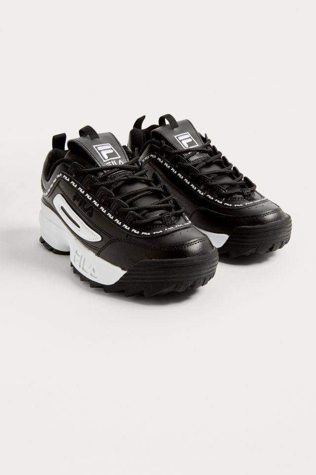 FILA Disruptor II Premium Black Trainers Urban Outfitters UK