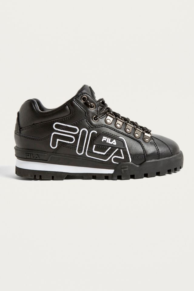 Fila trailblazer black leather trainers hotsell