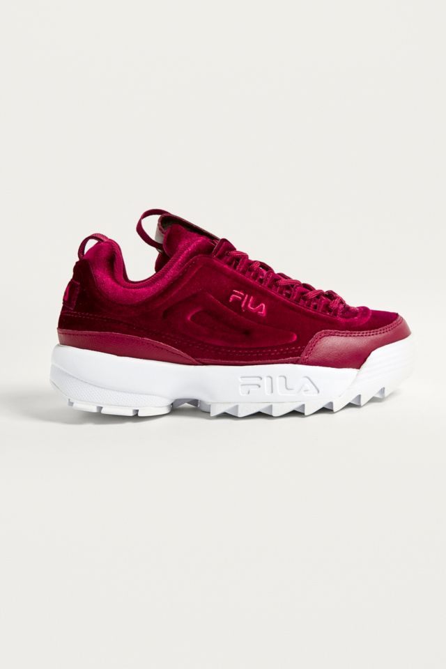 Motherland Kommerciel overdrive FILA Disruptor II Premium Red Velour Trainers | Urban Outfitters UK