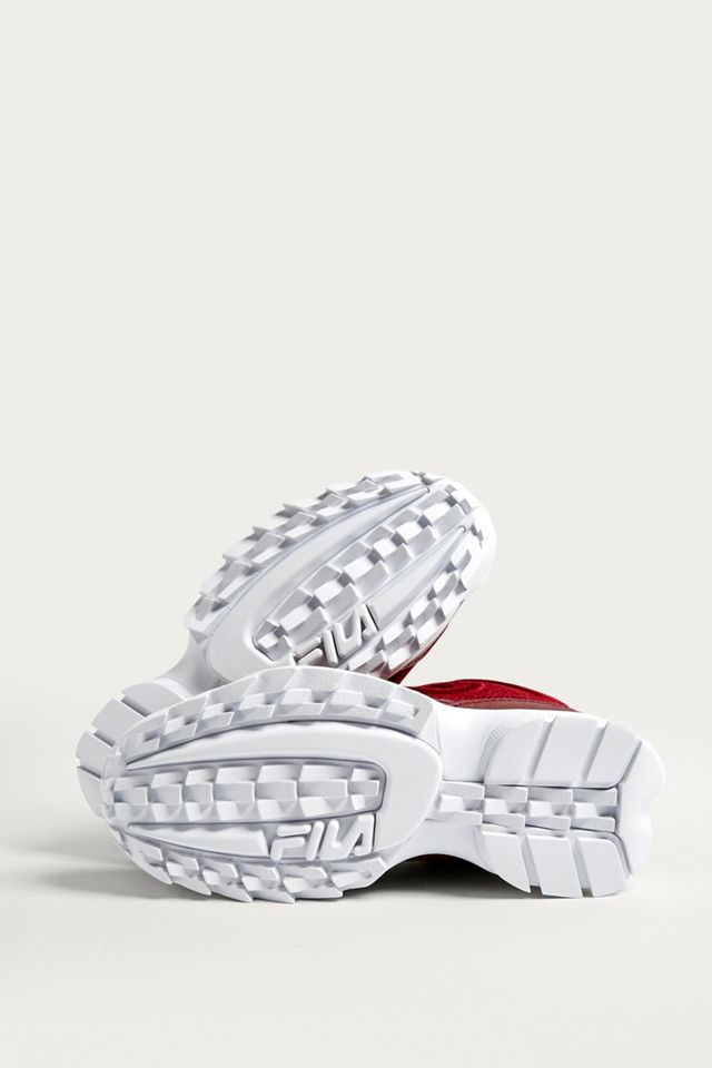 FILA Disruptor II Premium Red Velour Trainers #3