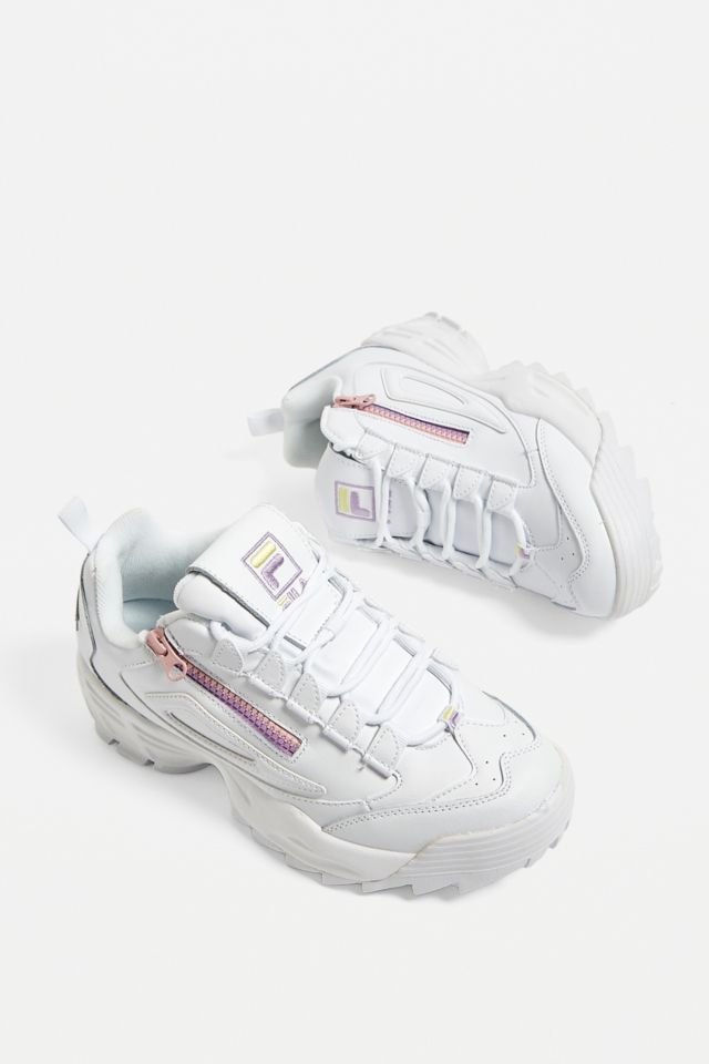 Fila disruptor white trainers hotsell