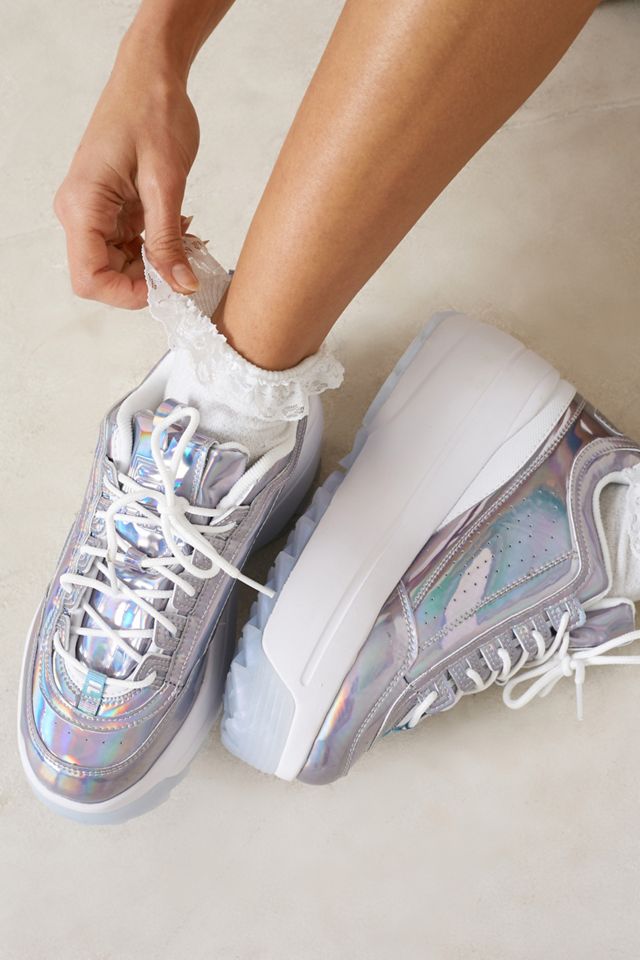 FILA Disruptor Iridescent Wedge Platform Trainers #5