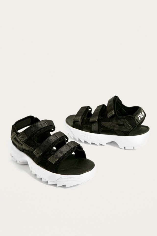 Fila disruptor clearance black platform sandal