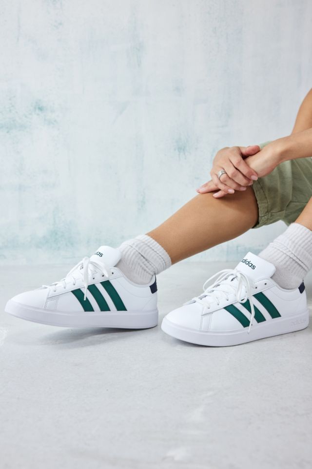 adidas White & Green Grand Court 2.0 Trainers